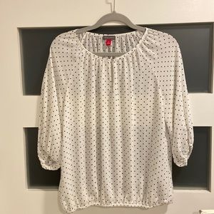Vince Camuto white blouse with dots. Size Small.